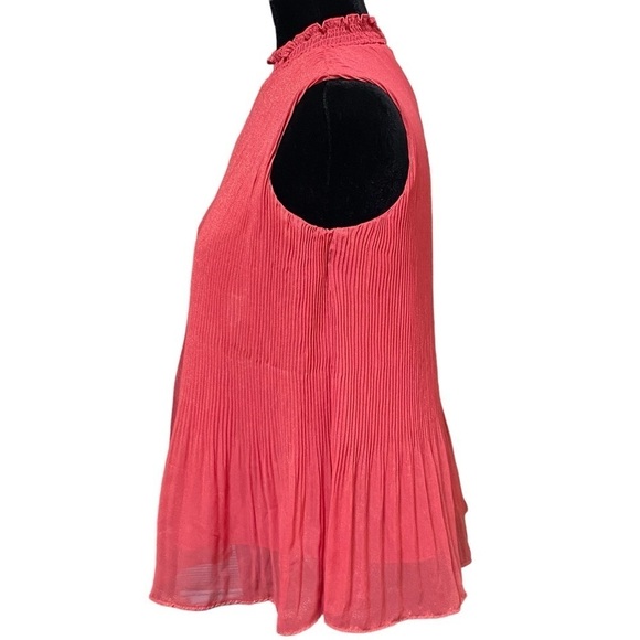 Nanette Lepore Pink Pleated Sparkle Mock Neck Tank Top XS Retro Fairycore - Picture 3 of 7